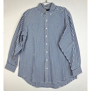 Vineyard Vines Whale Shirt Blue White Gingham Button Down Men's L